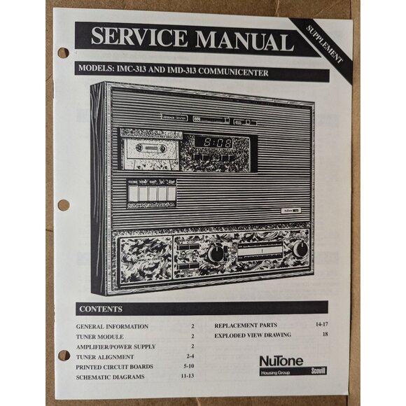 NUTONE SERVICE MANUAL FOR MODEL IMB-313 COMMUNICENTER - Picture 6 of 8